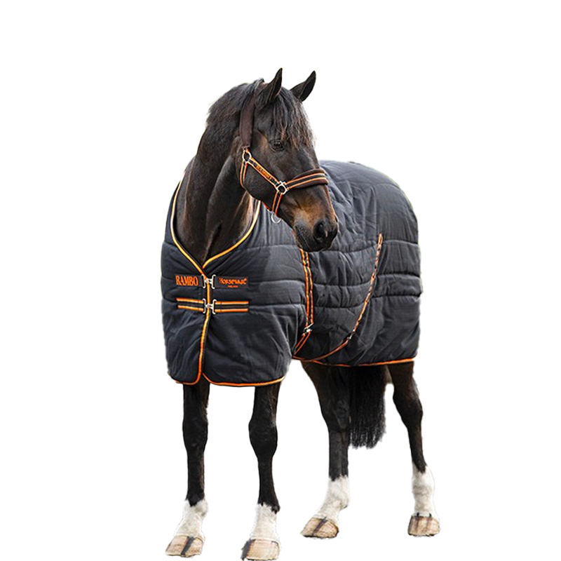 Horseware - Couverture d'écurie Rambo noir/ orange 200g | - Ohlala