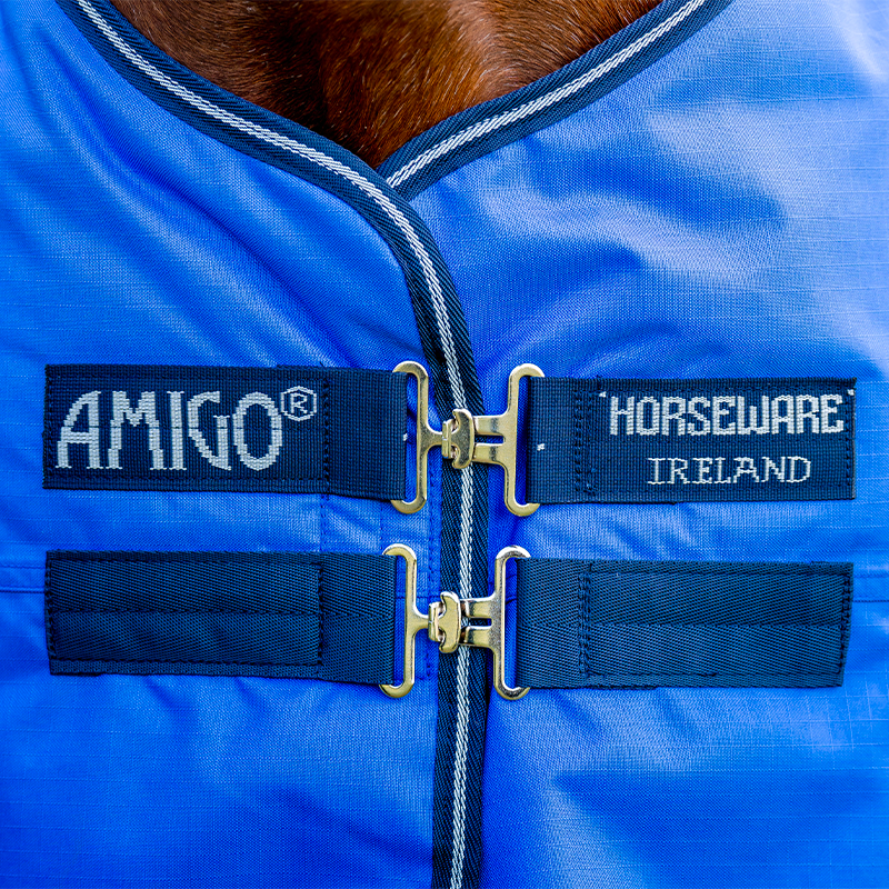 Horseware - Couverture d'extérieur Amigo Hero Ripstop marine/ gris/ bleu 0g | - Ohlala
