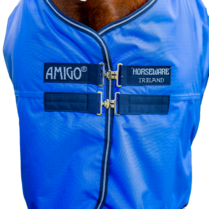 Horseware - Couverture d'extérieur Amigo Hero Ripstop Plus marine/ gris/ bleu 100g | - Ohlala