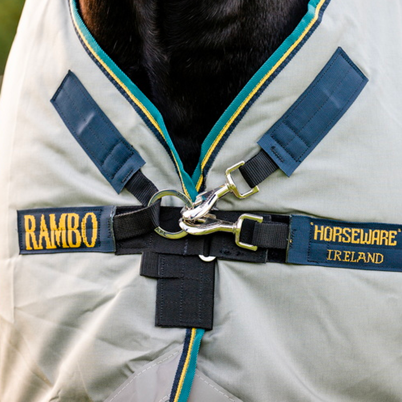Horseware - Couverture d'extérieur Rambo Duo Bundle gris/ or/ marine 100g  avec doublures incluses 300g + 100g | - Ohlala