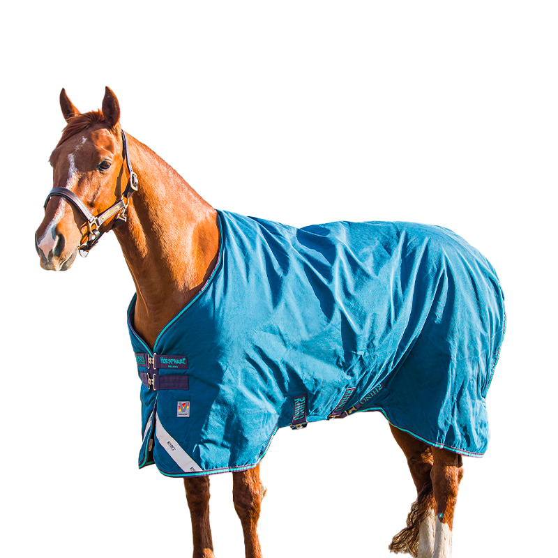 Horseware - Couverture d'extérieur Rhino Original Vari Layer marine/ gris/ turquoise 250g | - Ohlala