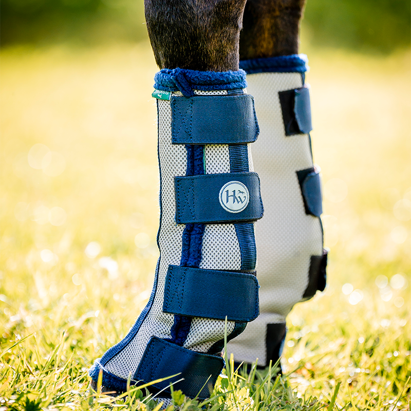 Horseware - Guêtres anti-mouches Flyboot argent/ marine | - Ohlala