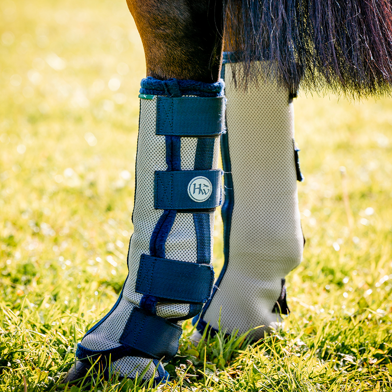 Horseware - Guêtres anti-mouches Flyboot argent/ marine | - Ohlala