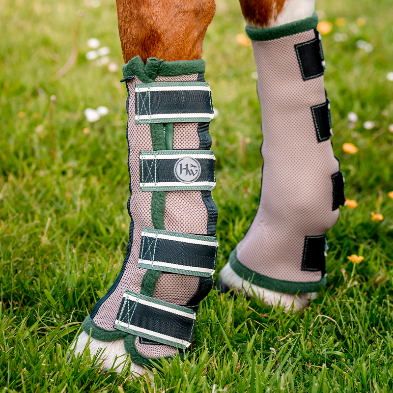 Horseware - Guêtres anti-mouches Flyboot beige/ vert/ sauge | - Ohlala