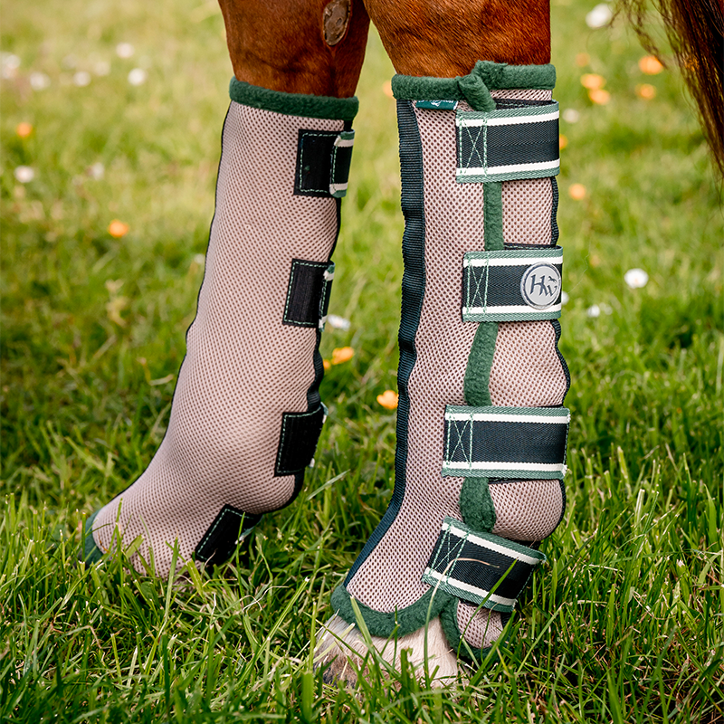 Horseware - Guêtres anti-mouches Flyboot beige/ vert/ sauge | - Ohlala