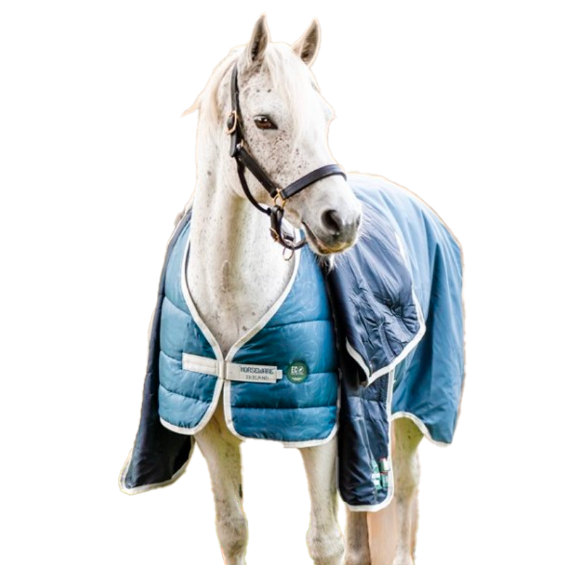 Horseware - Sous-couverture Ecolin bleu canard/ gris 300g | - Ohlala