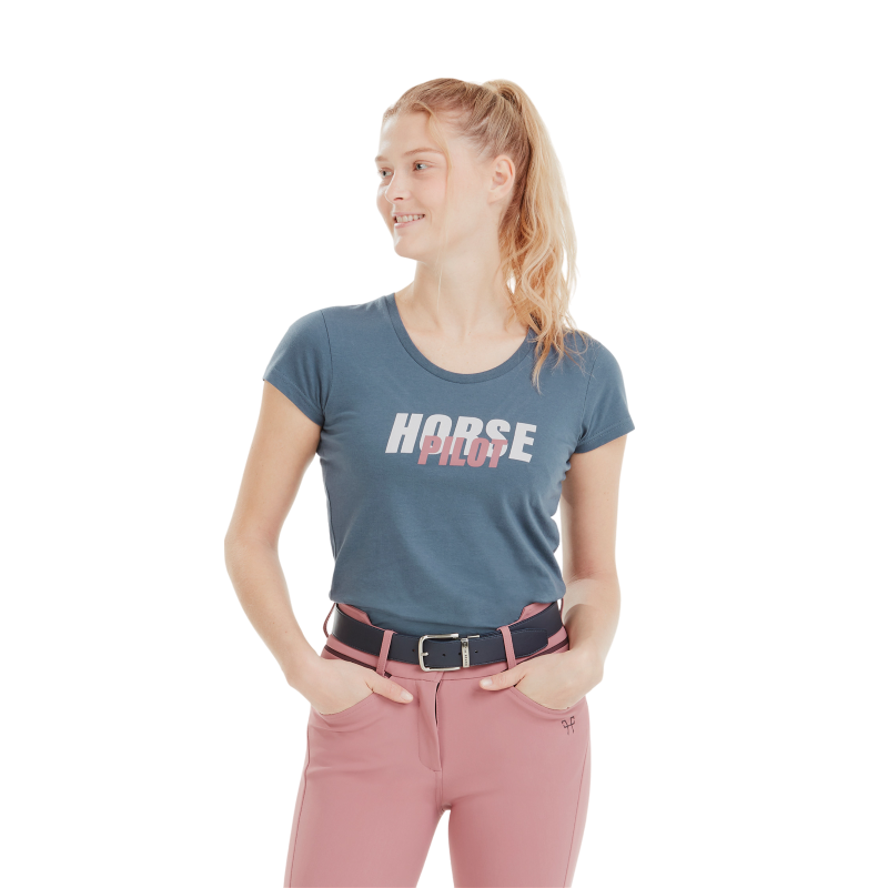 Horse Pilot - T-shirt manches courtes femme Team vintage indigo | - Ohlala