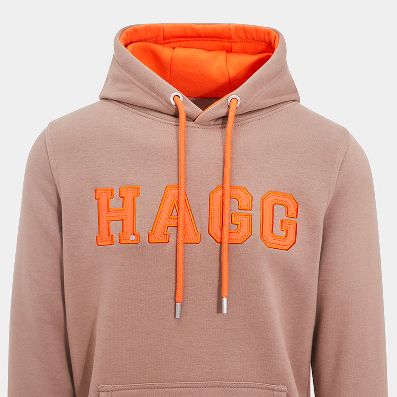 Hagg - Sweat à capuche homme rose pâle/ orange | - Ohlala