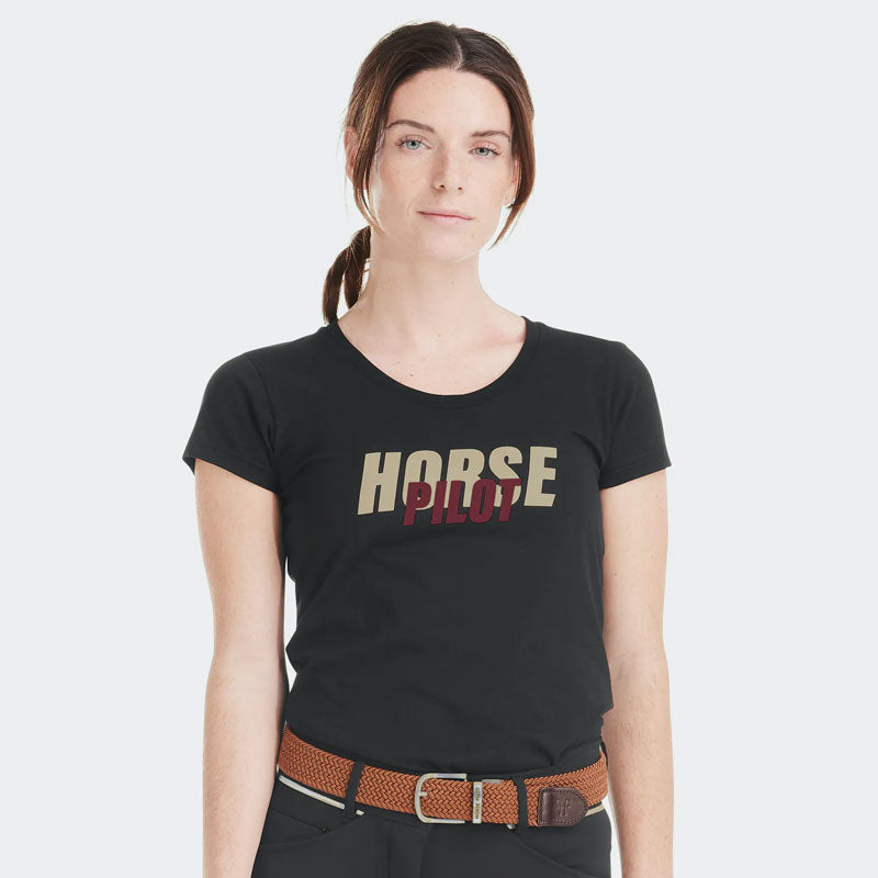 Horse Pilot - T-shirt manches courtes femme Team shirt black | - Ohlala