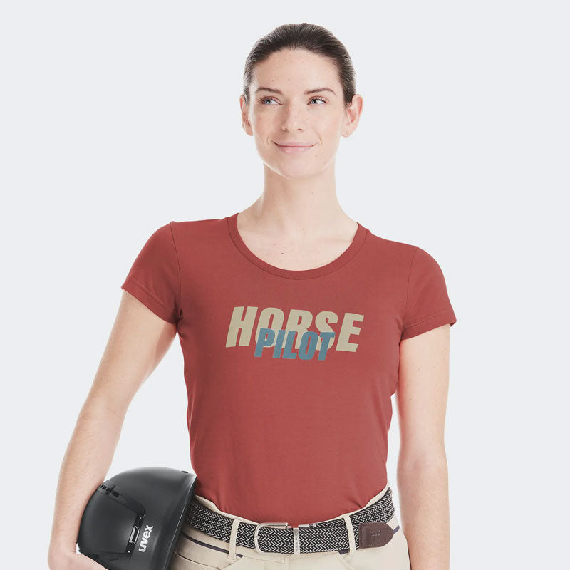 Horse Pilot - T-shirt manches courtes femme Team shirt terracotta | - Ohlala