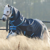 Horseware - Couverture d'extérieurs Amigo Bravo poney plus avec cou marine/ turquoise 250g | - Ohlala