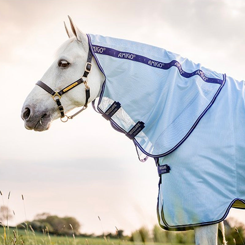 Horseware - Couverture anti-mouches Amigo XL Bug Rug asur/ bleu/ ivoire | - Ohlala