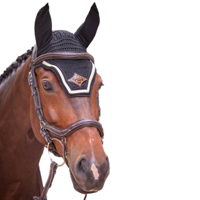 Jump'In - Bonnet pour chevaux écusson losange noir/ orange | - Ohlala