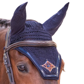 Jump'In - Bonnet pour chevaux écusson losange marine/ orange | - Ohlala