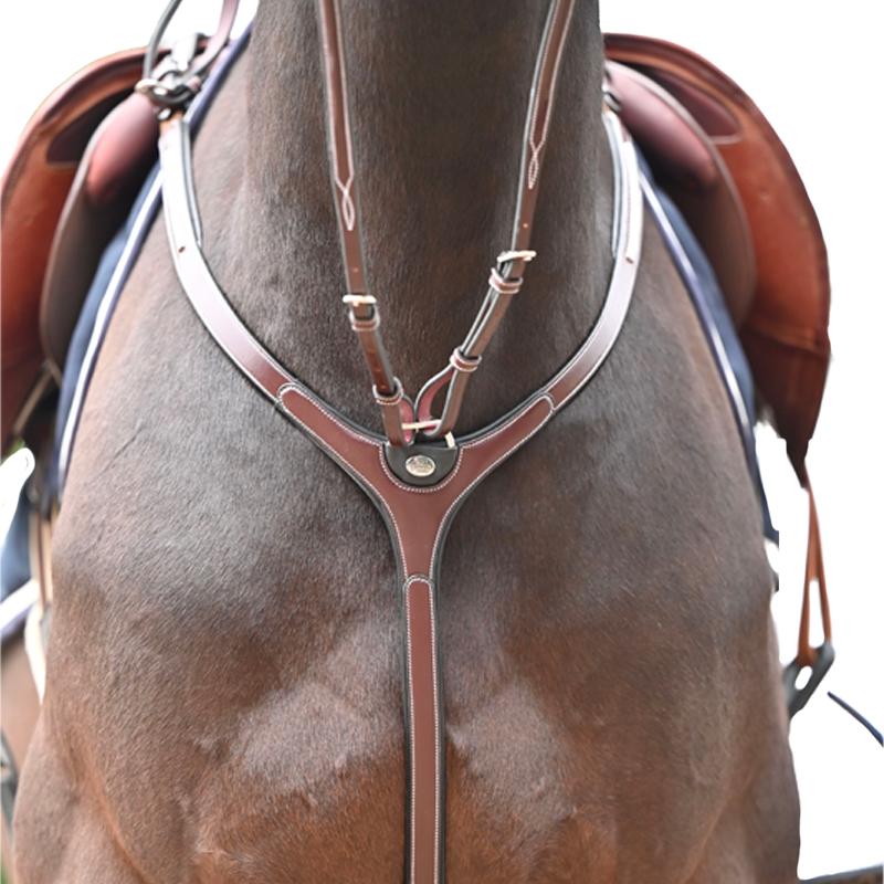 Jump'In - Collier de chasse et fourche de martingale Premium Clincher havane | - Ohlala