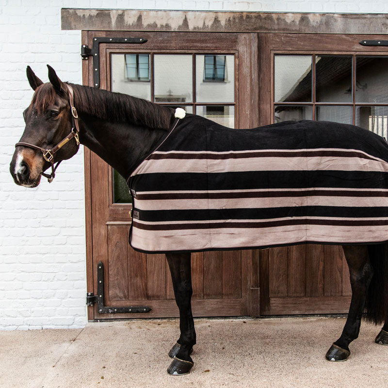 Kentucky Horsewear - Chemise séchante Fleece Heavy stripes marron/ beige | - Ohlala