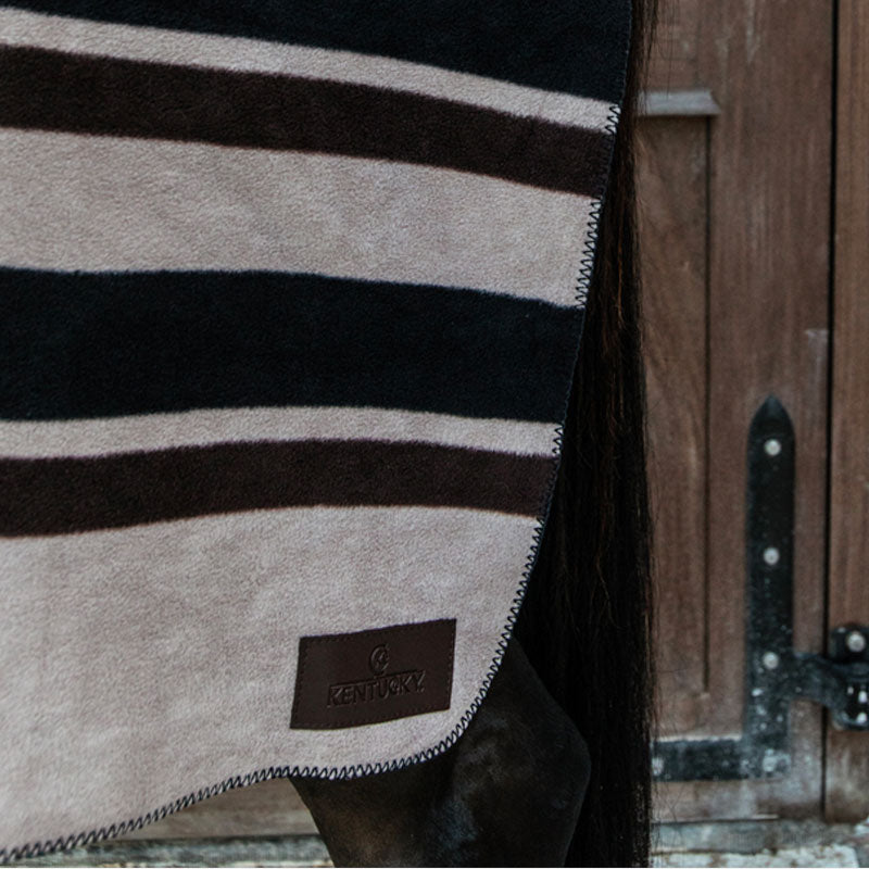 Kentucky Horsewear - Couverture séchante carré heavy stripes marron/ beige | - Ohlala