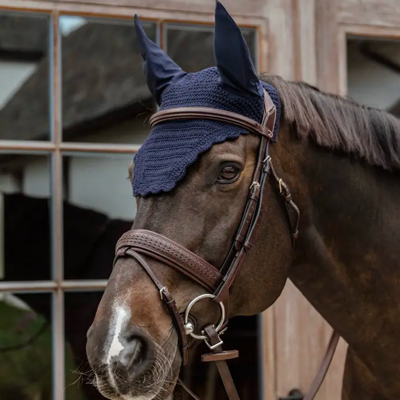 Kentucky Horsewear - Bonnet pour chevaux anti-mouche Wellington Wave marine | - Ohlala