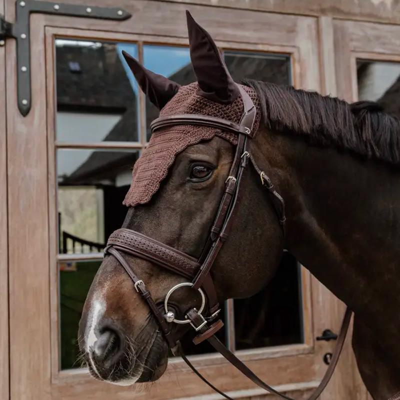 Kentucky Horsewear - Bonnet pour chevaux anti-bruit Wellington Wave marron | - Ohlala