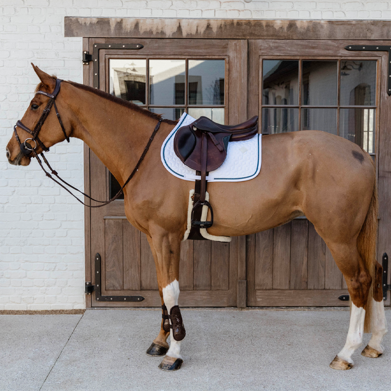 Kentucky Horsewear - Tapis de selle Glitter Rope blanc et marine | - Ohlala