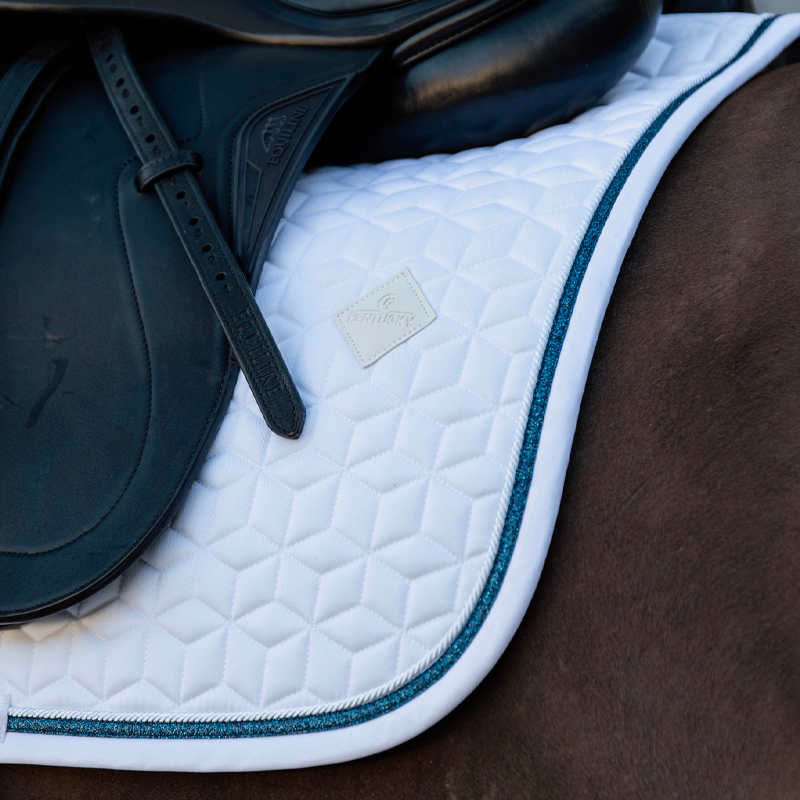 Kentucky Horsewear - Tapis de dressage Glitter Rope blanc et marine | - Ohlala