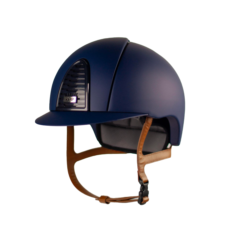 KEP - Casque équitation Cromo 2.0 blue matt visière standard jugulaire beige | - Ohlala