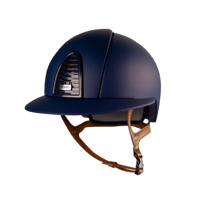KEP - Casque d'équitation Cromo 2.0 Matt blue polo jugulaire beige | - Ohlala