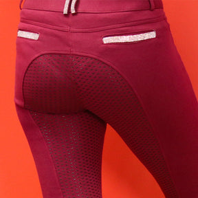 Equithème - Pantalon d'équitation femme Glam fond silicone prune | - Ohlala