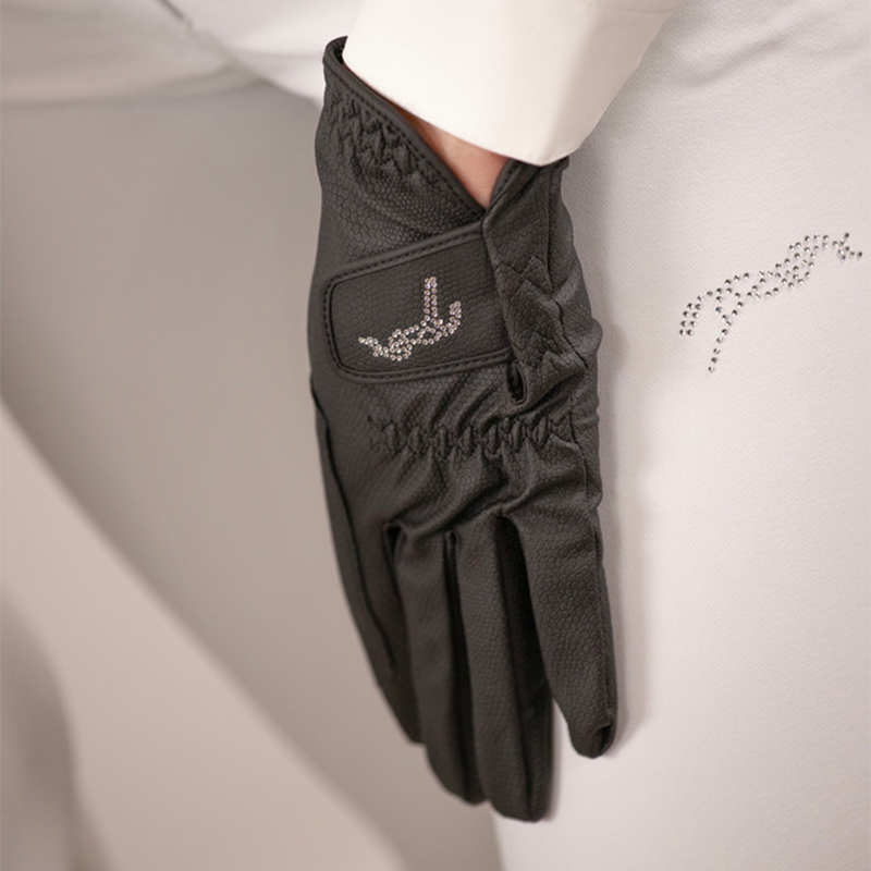 Pénélope Store - Gants d'équitation Prisma Strass noir | - Ohlala