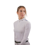 Pénélope Store - Dames wedstrijdpolo lange mouwen Séville mesh wit | - Ohlala