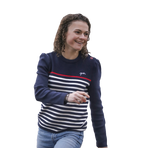 Pénélope Store - Dames trui lange mouwen Maelle marine / ecru / rood | - Ohlala