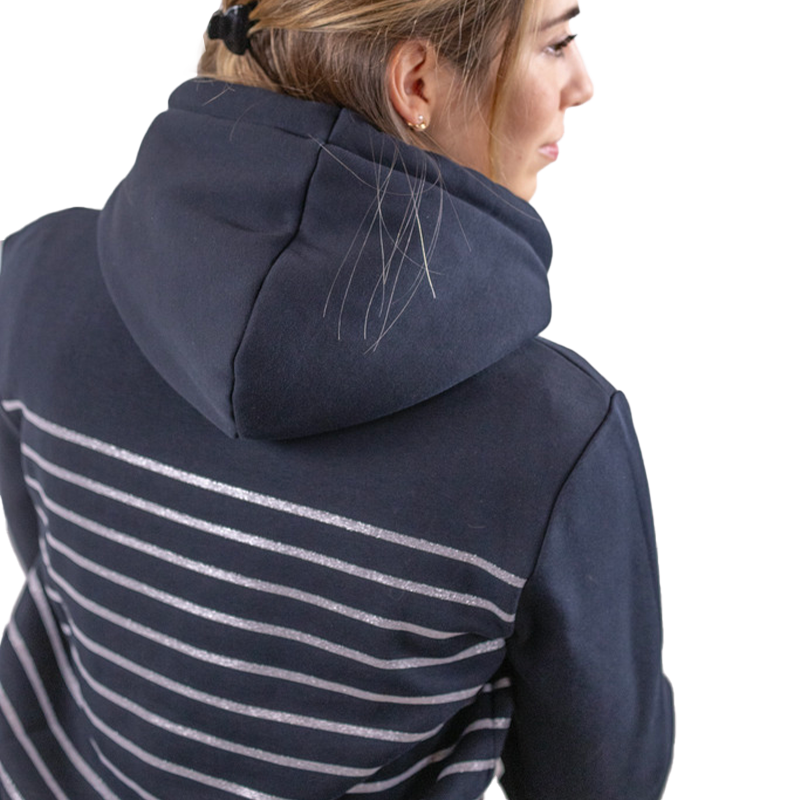 Pénélope Store - Sweat manches longues femme Océane marine et argent | - Ohlala