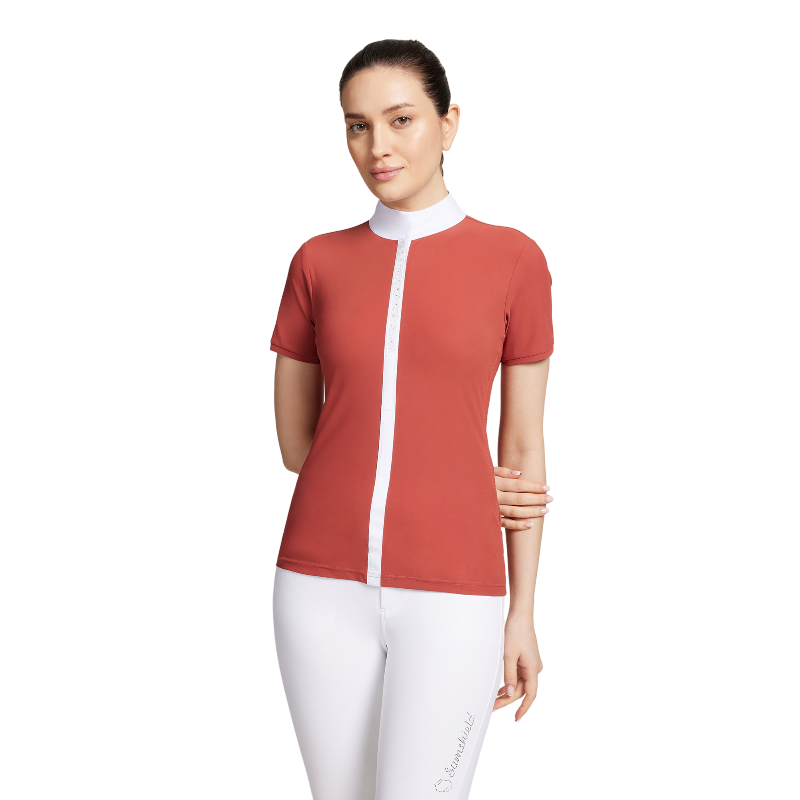 Samshield - Chemise manches courtes femme Julia Intarsia marsala | - Ohlala