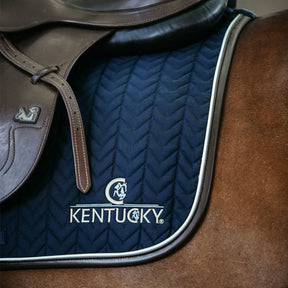 Kentucky Horsewear - Tapis de selle Fishbone marine cuir | - Ohlala
