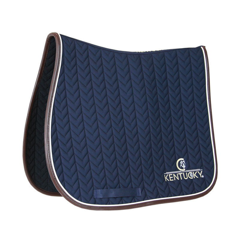 Kentucky Horsewear - Tapis de selle Fishbone marine cuir | - Ohlala