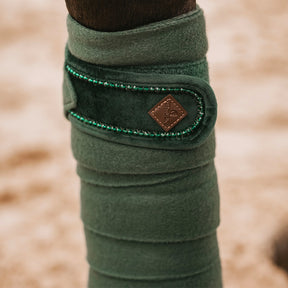 Kentucky Horsewear - Bandes de polo Velvet Pearls vert sapin (x4) | - Ohlala