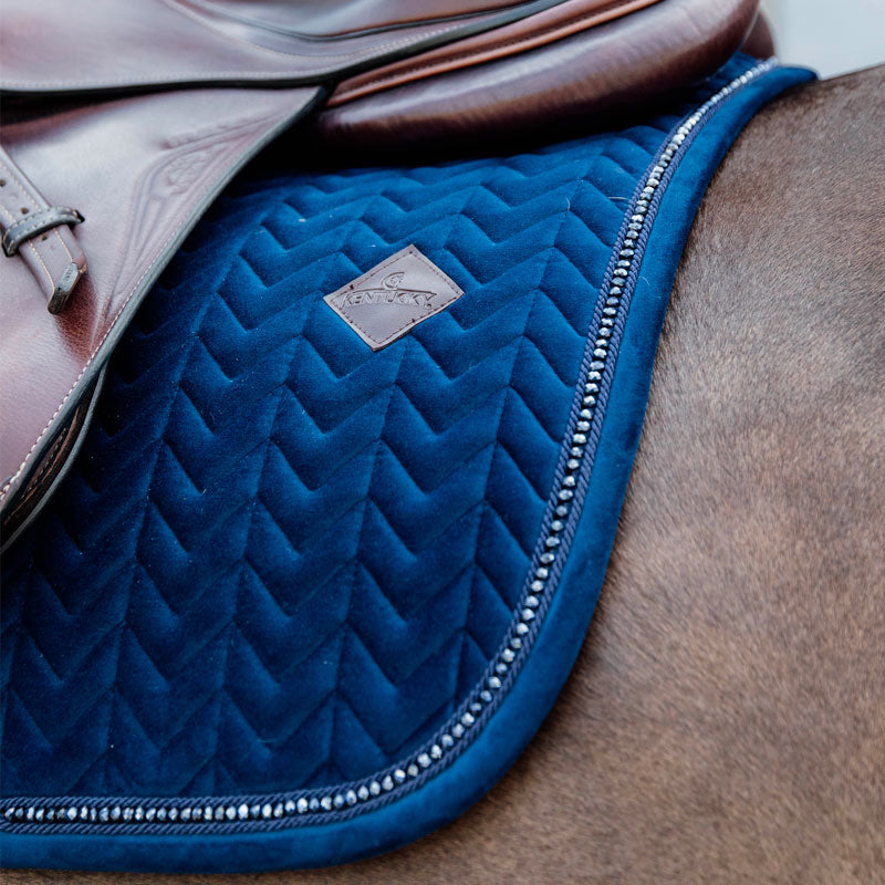 Kentucky Horsewear - Tapis de selle Velvet Pearls jumping marine | - Ohlala