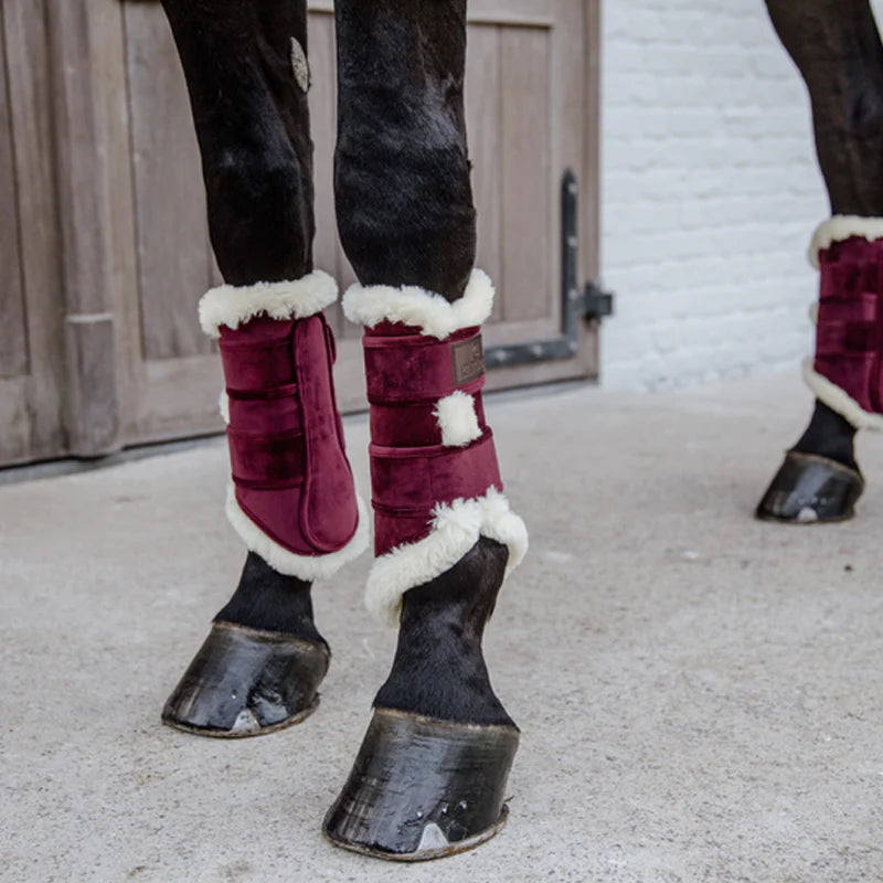 Kentucky Horsewear - Guetre cuir velvet contrast bordeaux | - Ohlala