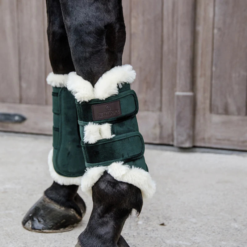 Kentucky Horsewear - Guetre cuir velvet contrast vert pine | - Ohlala