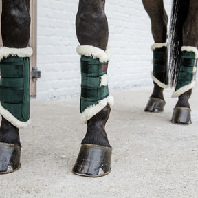 Kentucky Horsewear - Guetre cuir velvet contrast vert pine | - Ohlala