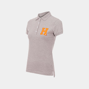 Hagg - Polo manches courtes femme gris/ orange | - Ohlala