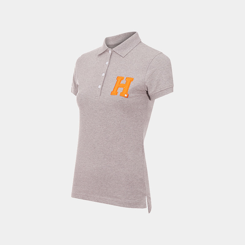 Hagg - Polo manches courtes femme gris/ orange | - Ohlala