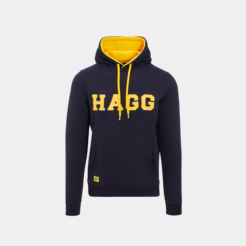 Hagg - Sweat à capuche homme marine/ jaune | - Ohlala