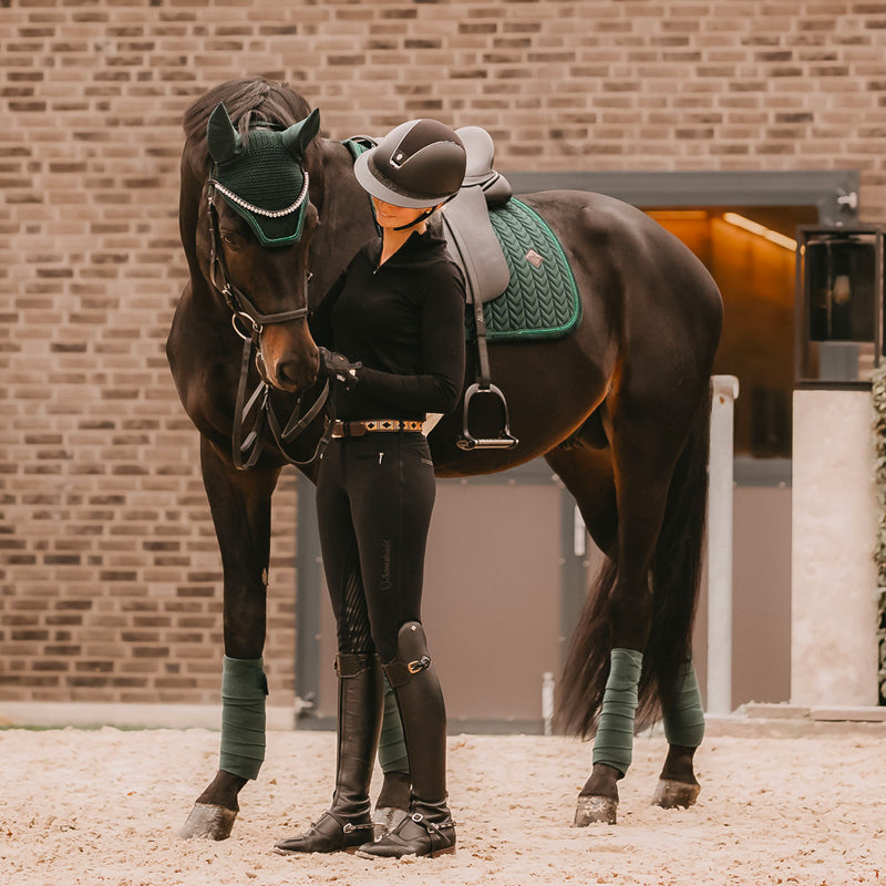 Kentucky Horsewear - Tapis de dressage Velvet Pearls vert sapin | - Ohlala