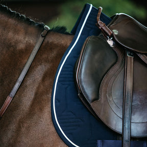 Kentucky Horsewear - Tapis de selle color edition cuir logo marine | - Ohlala