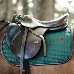 Kentucky Horsewear - Tapis de selle color edition cuir vert forêt | - Ohlala