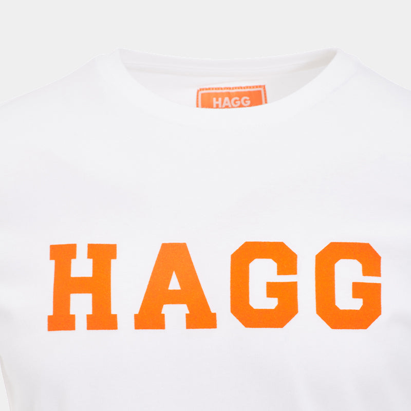 Hagg - T-shirt manches courtes homme blanc/ orange | - Ohlala