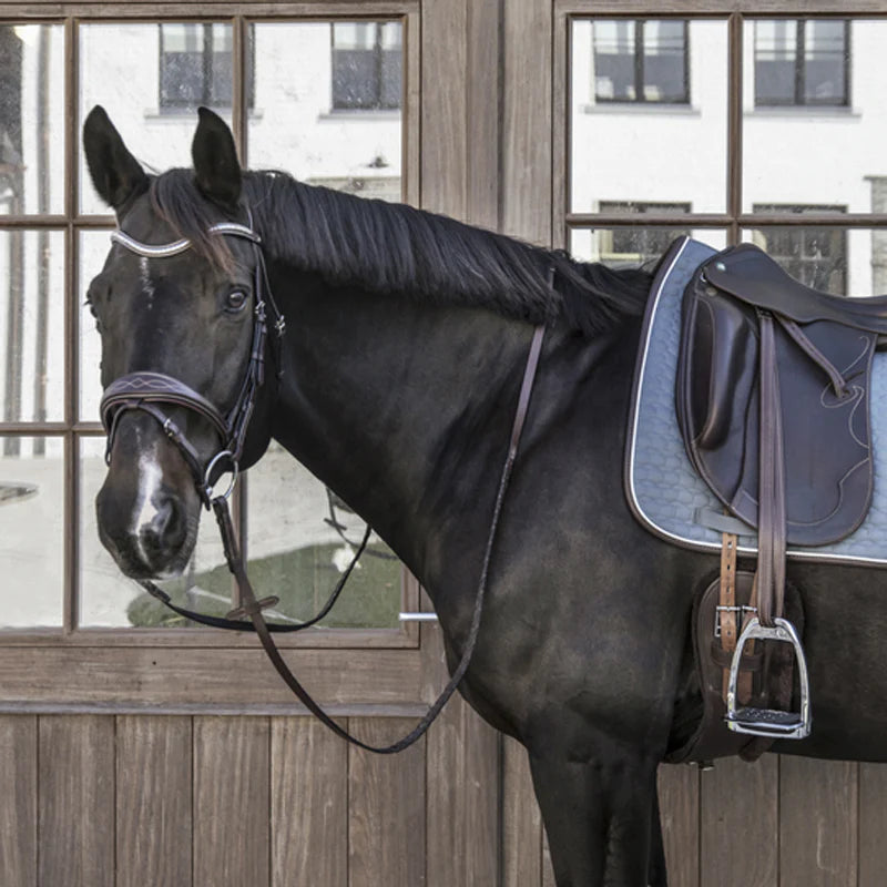 Kentucky Horsewear - Tapis de selle classic cuir dressage dusty blue | - Ohlala