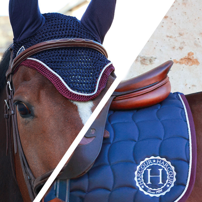 Tapis de selle bleu pétrole/noir Equestro Forme tapis Mixte Tailles article  cheval Cheval