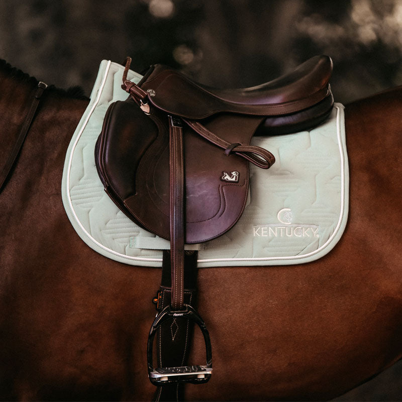 Kentucky Horsewear - Tapis de selle color edition cuir logo menthe | - Ohlala